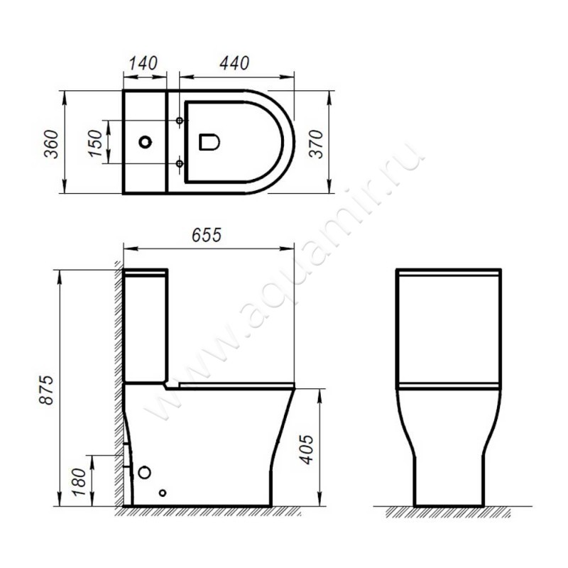 Унитаз напольный BelBagno ACQUA BB340CPR размеры