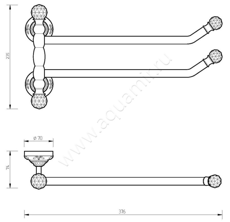 Полотенцедержатель Migliore Cristalia 16810 размеры