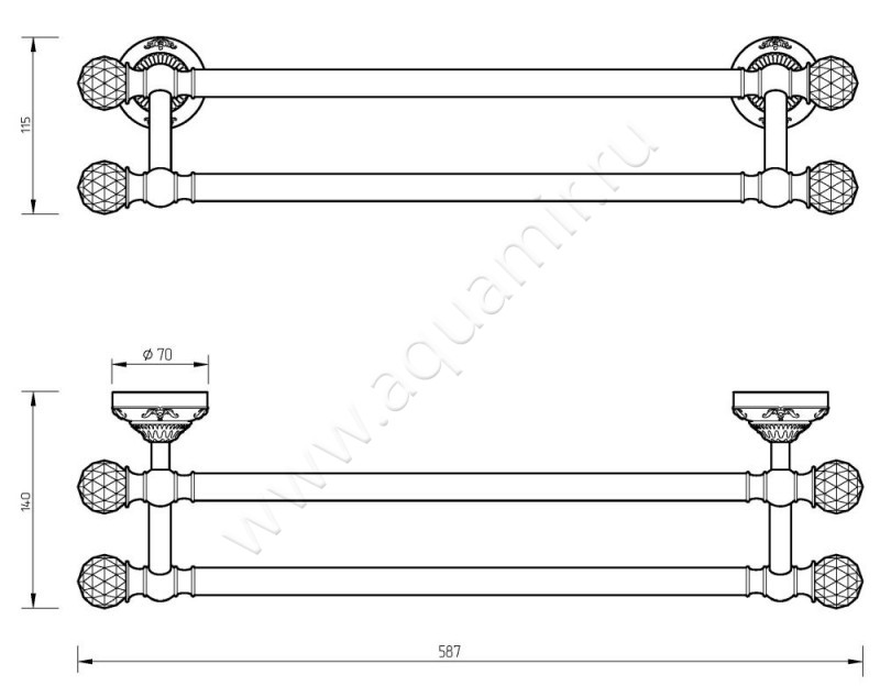 Полотенцедержатель Migliore Cristalia 16812 размеры