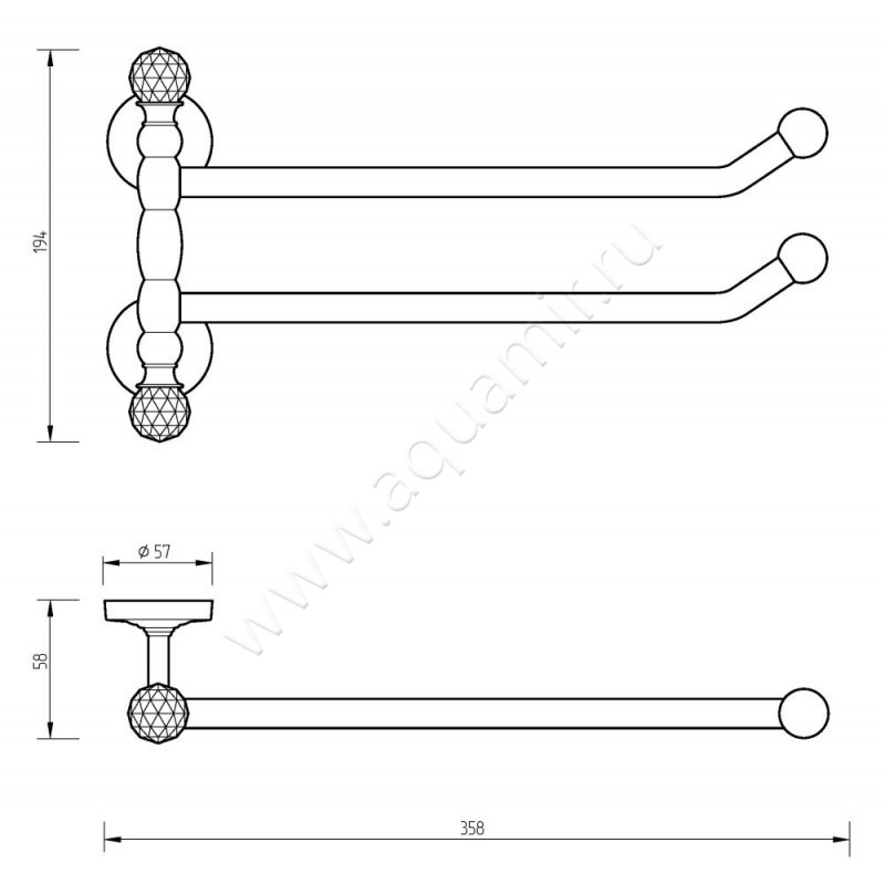 Полотенцедержатель Migliore Amerida 16607 размеры