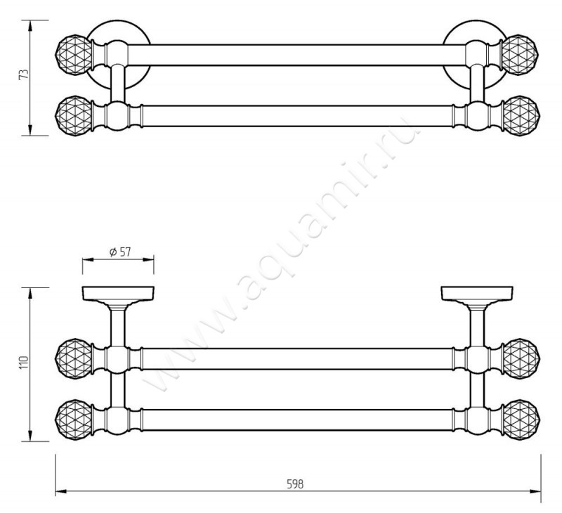 Полотенцедержатель Migliore Amerida 16606 размеры