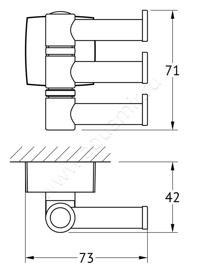 Крючок поворотный тройной FBS Esperado ESP 047 размеры