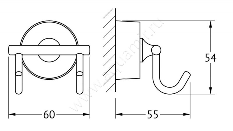 Крючок двойной FBS Nostalgy NOS 002 размеры