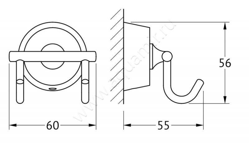 Крючок двойной FBS Vizovice VIZ 002 размеры