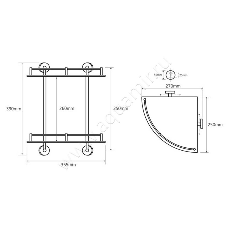 Угловая полка для душа Bemeta Omega 104202142 размеры