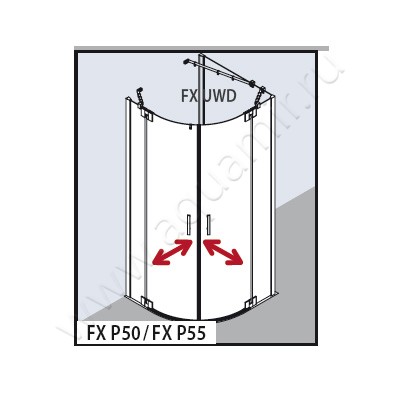 Душевой уголок с маятниковыми дверями Kermi Filia XP FXP5010020VAK размеры