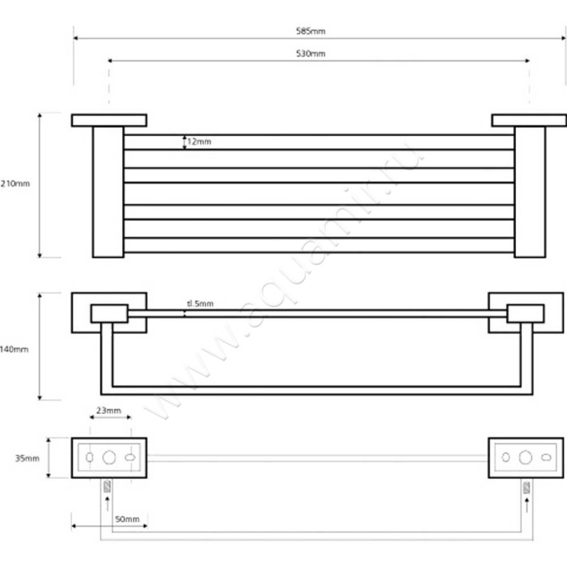 Полка для полотенец Bemeta Plaza 118104122 размеры