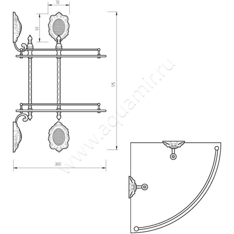 Полка для душа Migliore Cleopatra 16667 размеры