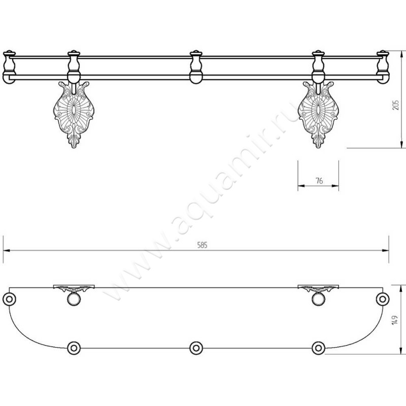 Полка под зеркало Migliore Elisabetta 17070 размеры