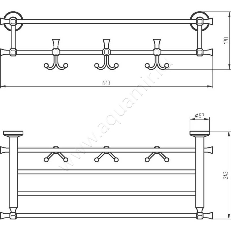 Полка для полотенец Migliore Fortuna 27714 размеры