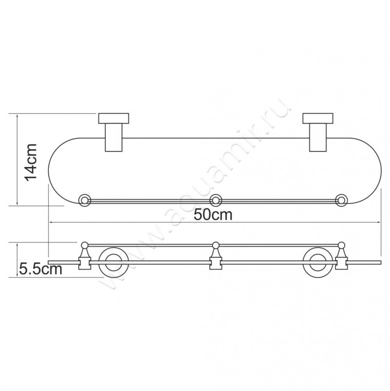 Полка под зеркало Wasserkraft Donau K-9444 размеры