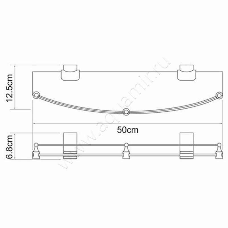 Полка под зеркало Wasserkraft Leine K-5044 размеры