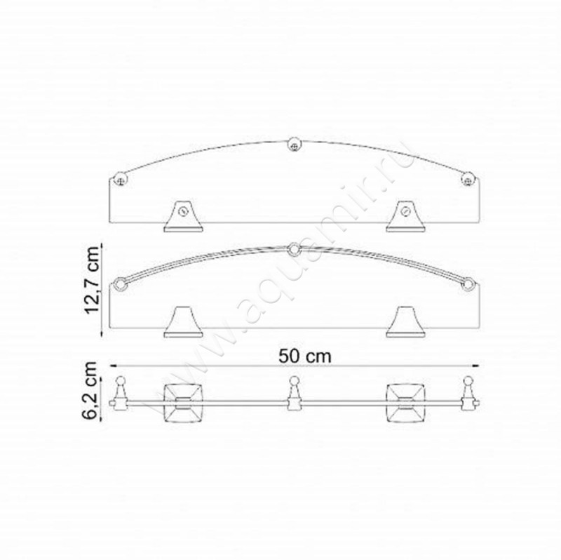 Полка под зеркало Wasserkraft Wern K-2544 размеры