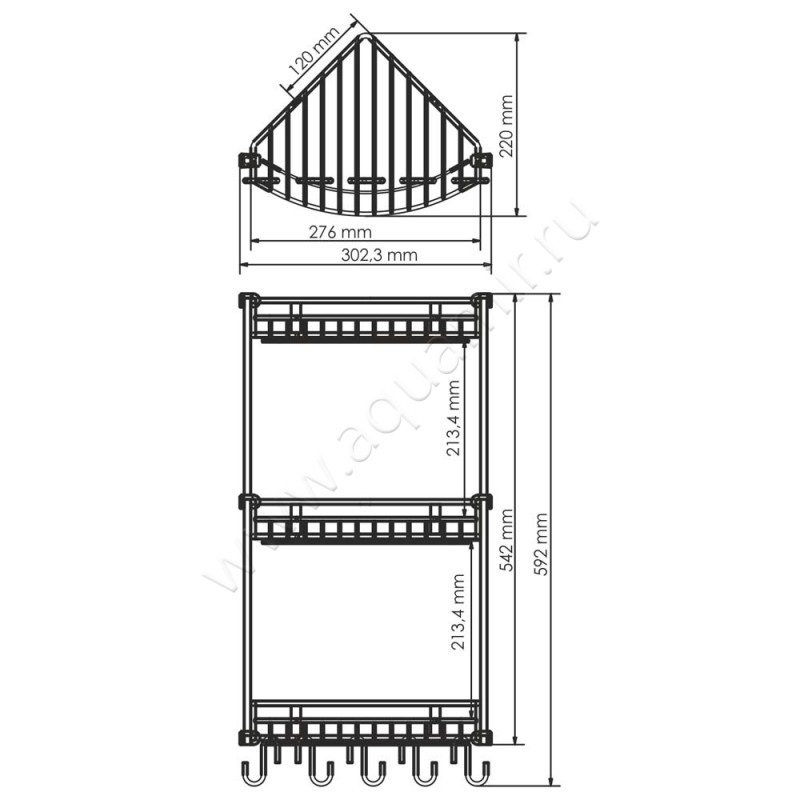 Полка для душа Wasserkraft K-1233 размеры