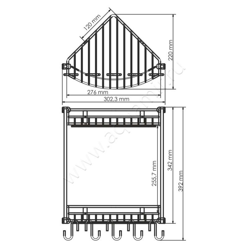Полка для душа Wasserkraft K-1222 размеры