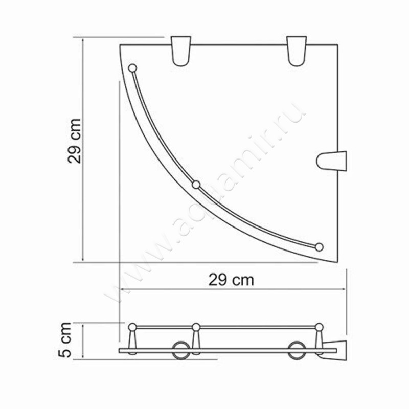 Полка для душа Wasserkraft K-544 размеры