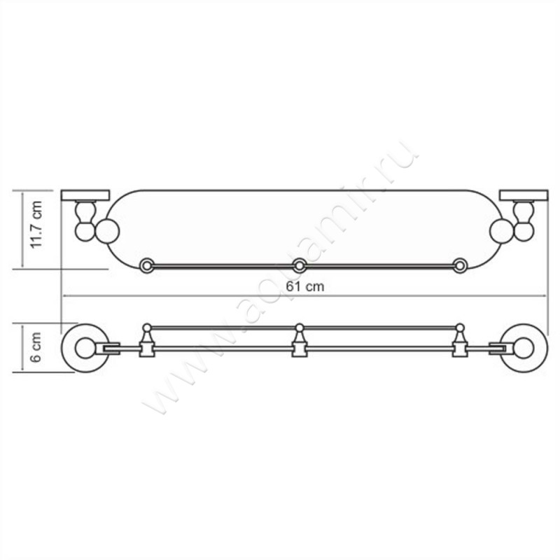 Полка под зеркало Wasserkraft Diemel K-2244 размеры