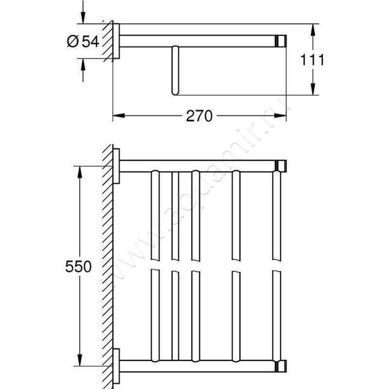 Полка для полотенец Grohe Essentials 40800DA1 размеры