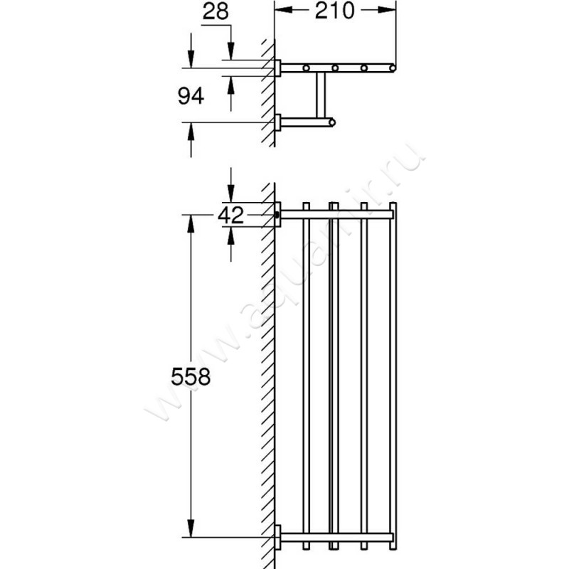 Полка для полотенец Grohe Essentials Cube 40512AL1 размеры