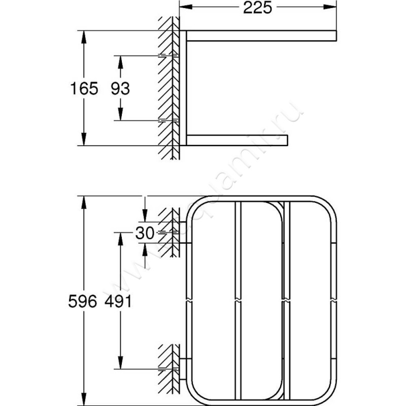 Полка для полотенец Grohe Selection 41066DL0 размеры