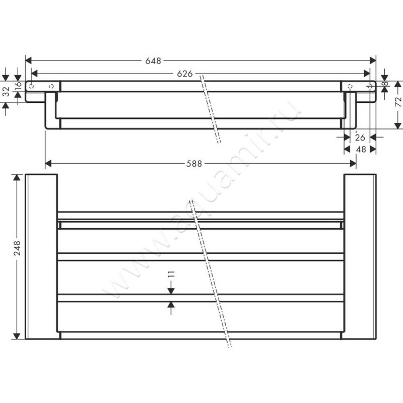 Полка для полотенец Hansgrohe AddStoris 41751670 размеры