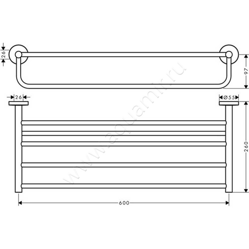 Полка для полотенец Hansgrohe Logis Universal 41720000 размеры