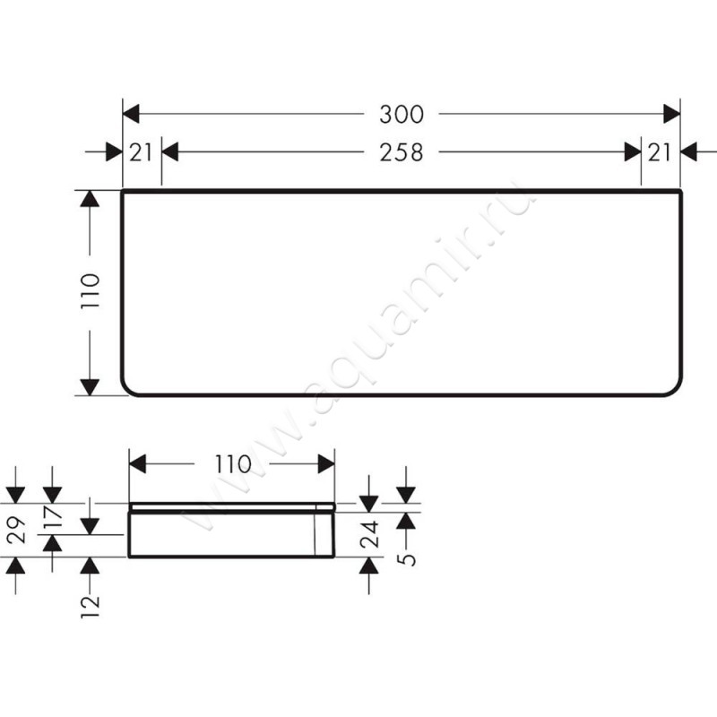 Полка под зеркало Hansgrohe Axor Universal accessoires 42838340 размеры
