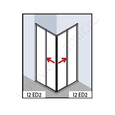 Раздвижная душевая дверь для комбинации с ответной частью Kermi Ibiza 2000 I2ED2100181AK размеры