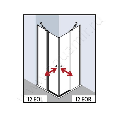Маятниковая душевая дверь для комбинации с ответной частью Kermi Ibiza 2000 I2EOL090181AK размеры