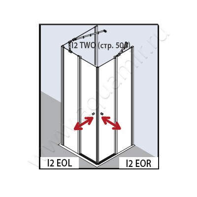 Маятниковая душевая дверь для комбинации с ответной частью Kermi Ibiza 2000 I2EOL090181AK размеры