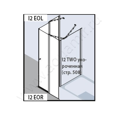 Маятниковая душевая дверь для комбинации с ответной частью Kermi Ibiza 2000 I2EOL090181AK размеры