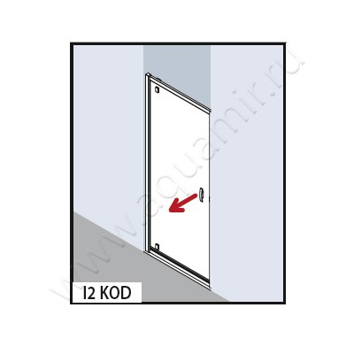 Поворотная душевая дверь для боковой стенки Kermi Ibiza 2000 I2KOD090181AK размеры