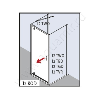 Поворотная душевая дверь для боковой стенки Kermi Ibiza 2000 I2KOD090181AK размеры