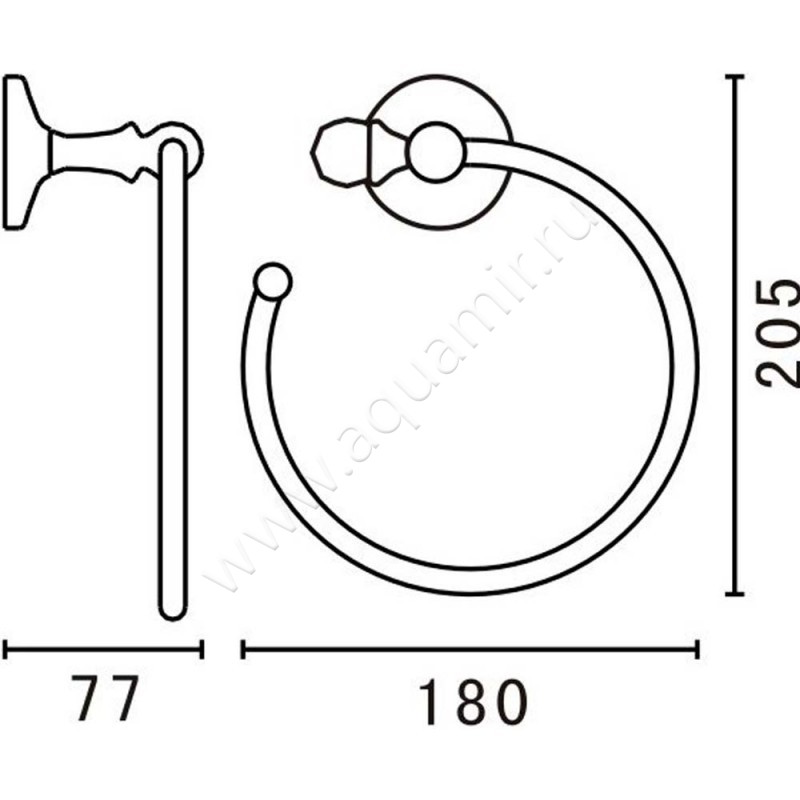 Полотенцедержатель Art&Max Antic Crystal AM-E-2680SJ-Br размеры