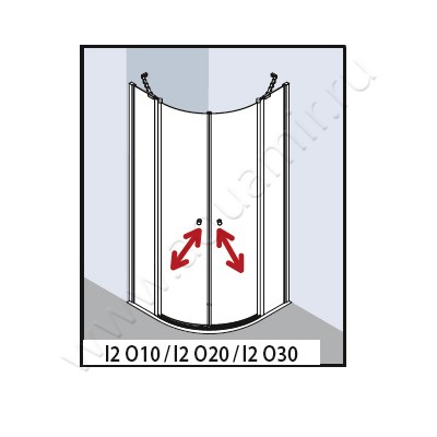 Душевой уголок с маятниковыми дверями Kermi Ibiza 2000 I2O20101181AK размеры
