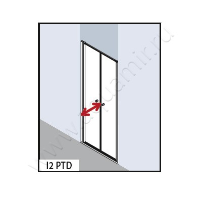 Маятниковая душевая дверь в нишу Kermi Ibiza 2000 I2PTD090181AK размеры