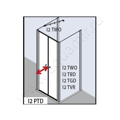 Маятниковая душевая дверь в нишу Kermi Ibiza 2000 I2PTD090181AK размеры
