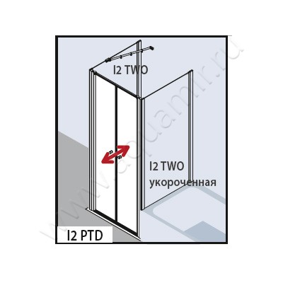 Маятниковая душевая дверь в нишу Kermi Ibiza 2000 I2PTD090181AK размеры