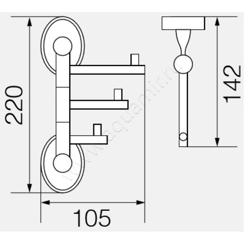 Крючок Veragio Bonjour VRBNR7835BR размеры