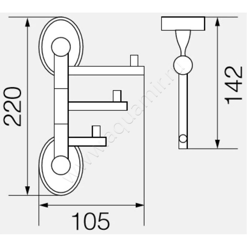 Крючок Veragio Bonjour VRBNR7835CR размеры
