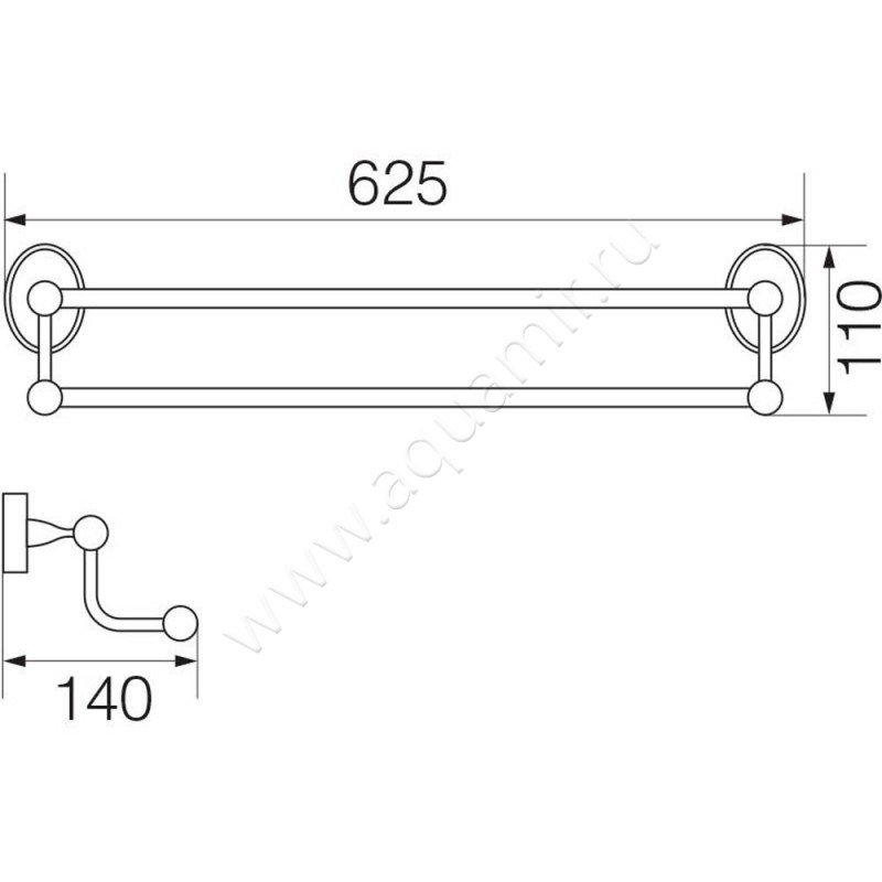 Полотенцедержатель Veragio Bonjour VR.BNR-7822.CR размеры