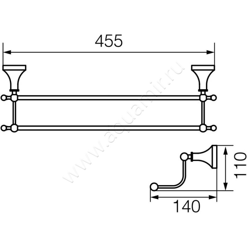 Полотенцедержатель Veragio Gialetta VR.GIL-6422.BR размеры
