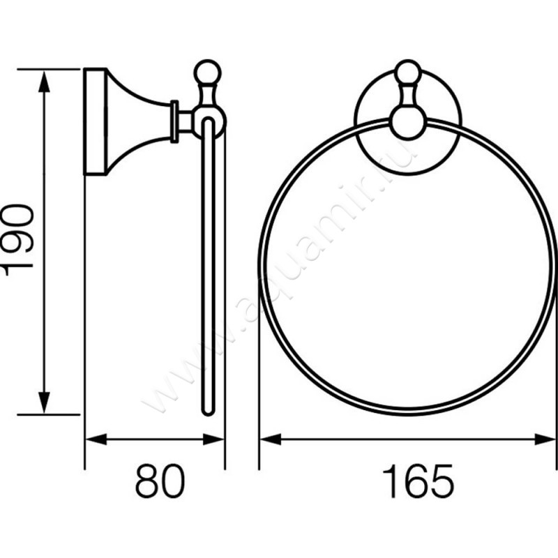 Полотенцедержатель Veragio Gialetta VR.GIL-6423.BR размеры