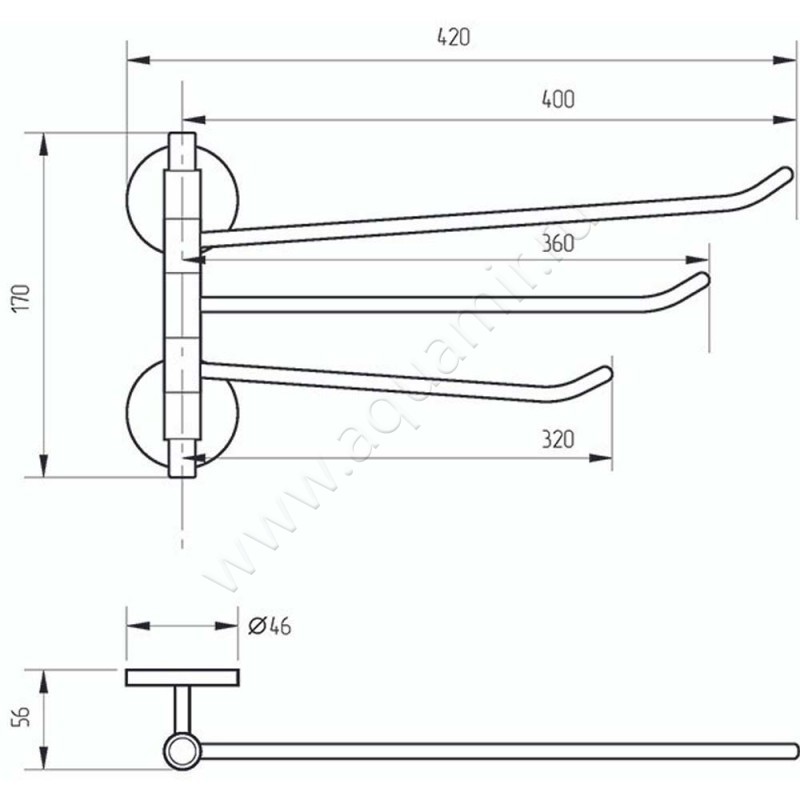 Полотенцедержатель Veragio Largenta VR.LGT-1925.CR размеры