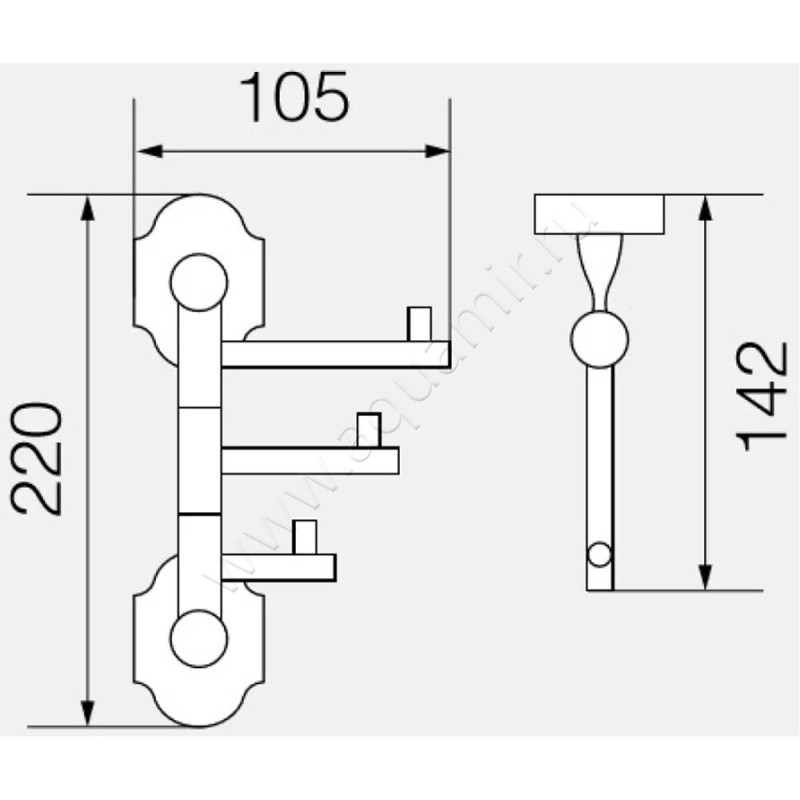 Крючок Veragio Stanford VRSTD7735BR размеры