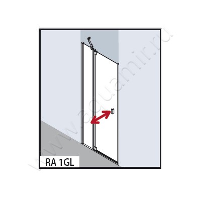 Маятниковая душевая дверь в нишу с фиксированным элементом Kermi Raya RA1GL120201AK размеры