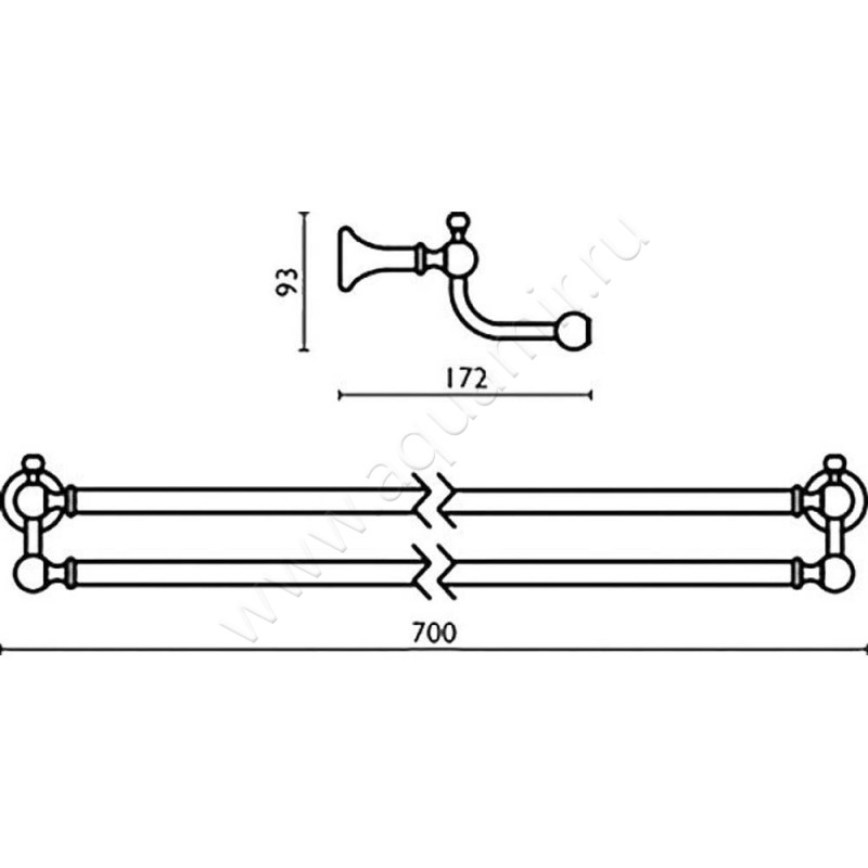 Полотенцедержатель Bagno & Associati Regency RE 217 92 размеры