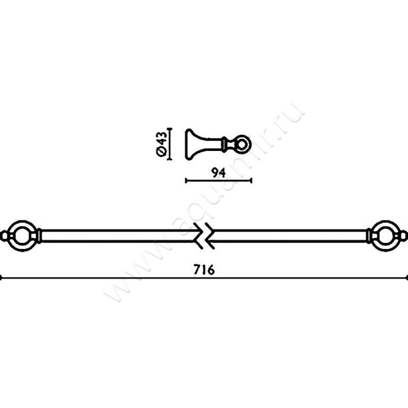 Полотенцедержатель Bagno & Associati Regency RE 212 92 размеры