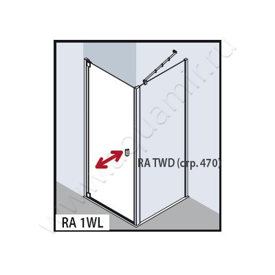 Маятниковая душевая дверь в нишу Kermi Raya RA1WL080201AK размеры