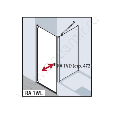 Маятниковая душевая дверь в нишу Kermi Raya RA1WL080201AK размеры